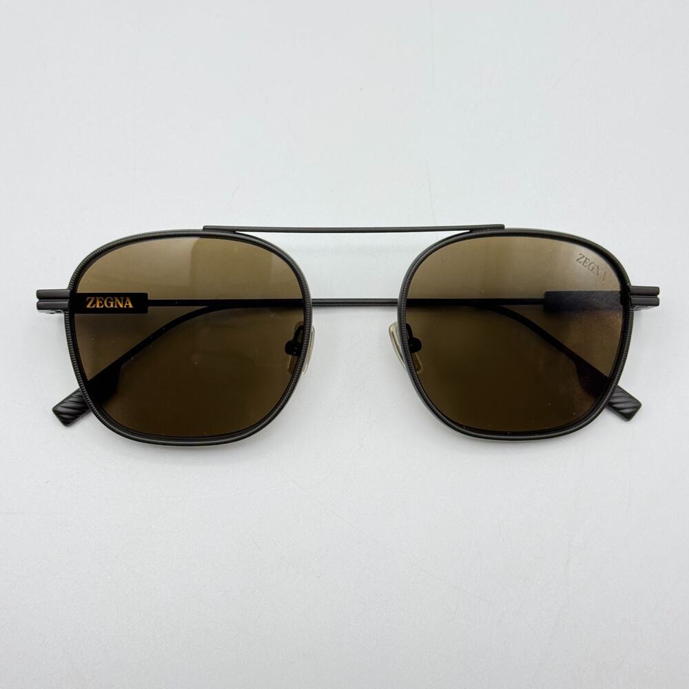 Ermenegildo Zegna Sunglasses EZ0290 49E Matte Dark Brown Frame Brown Lens 53mm